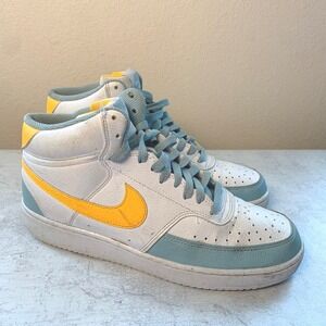 Nike Court Vision Mid Next Nature FJ3998-100 White Gold Teal Sneakers Mens 9